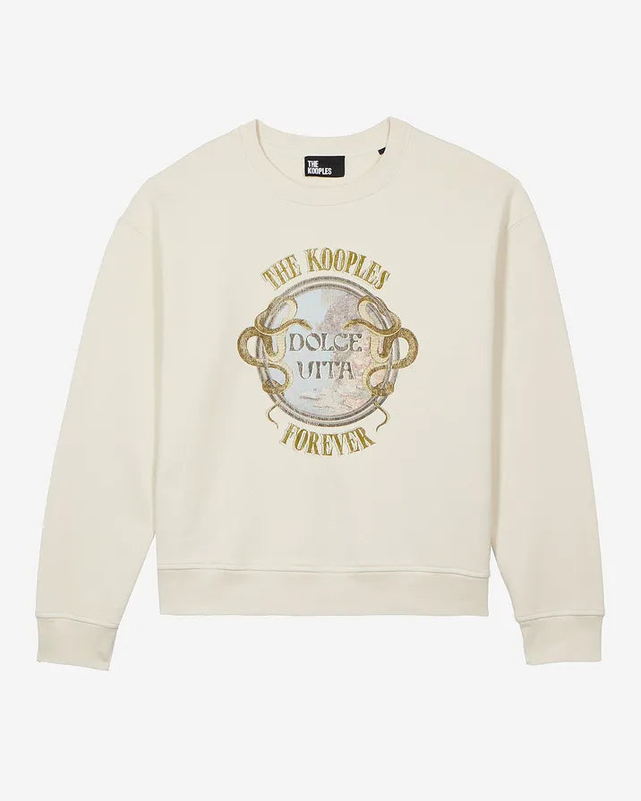 Sweatshirt with beige screen print