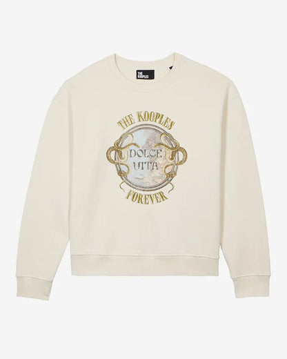 Sweatshirt with beige screen print