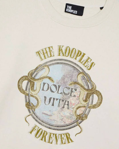 Sweatshirt with beige screen print