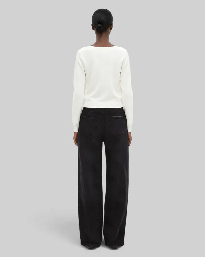 Trompe l'oeil effect sweater with ecru lace