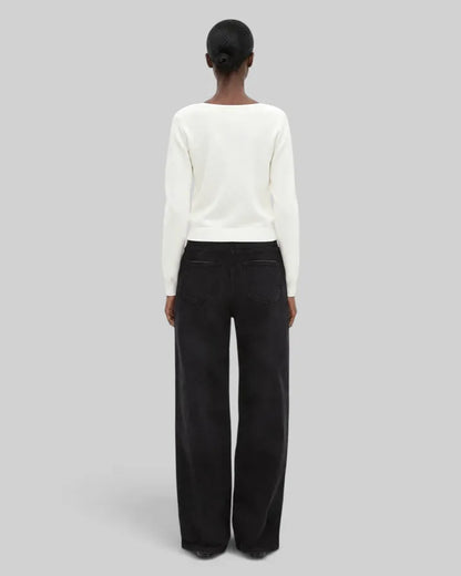 Trompe l'oeil effect sweater with ecru lace