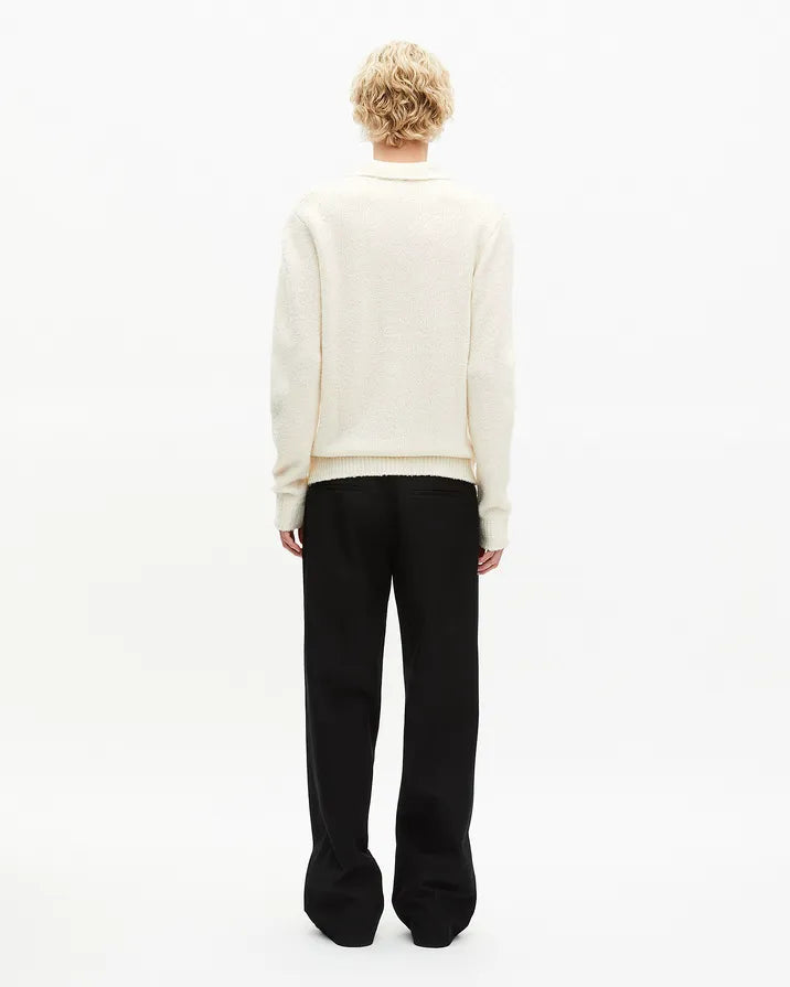 Beige wool tunisian collar sweater