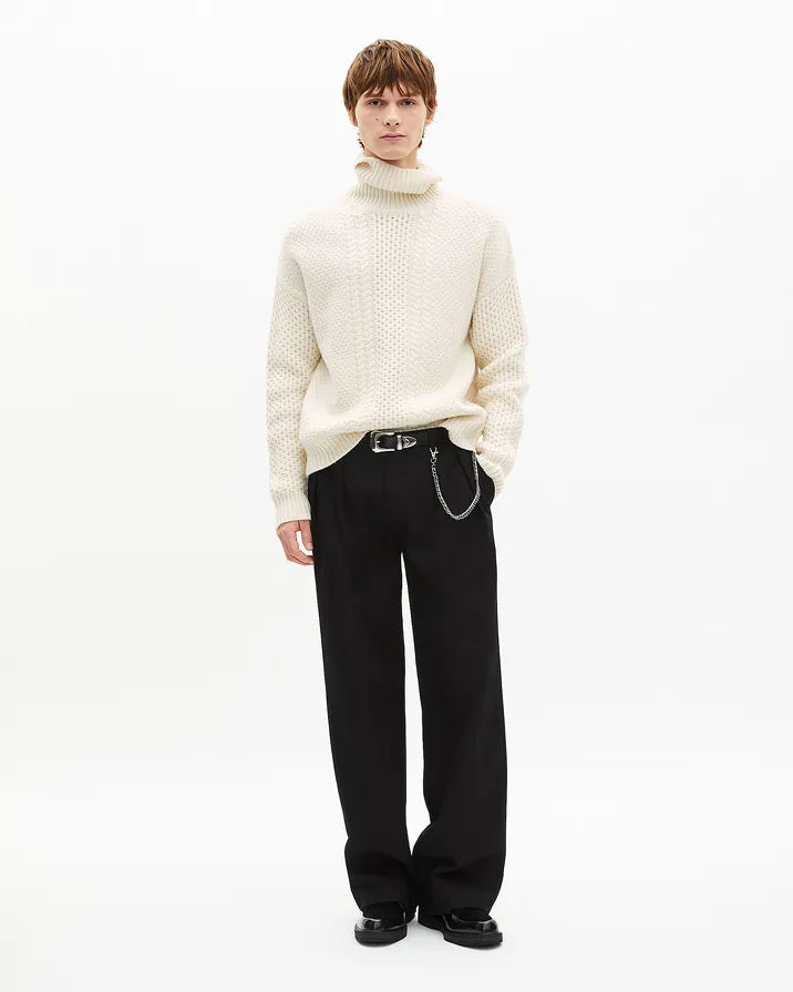 Beige wool cable sweater