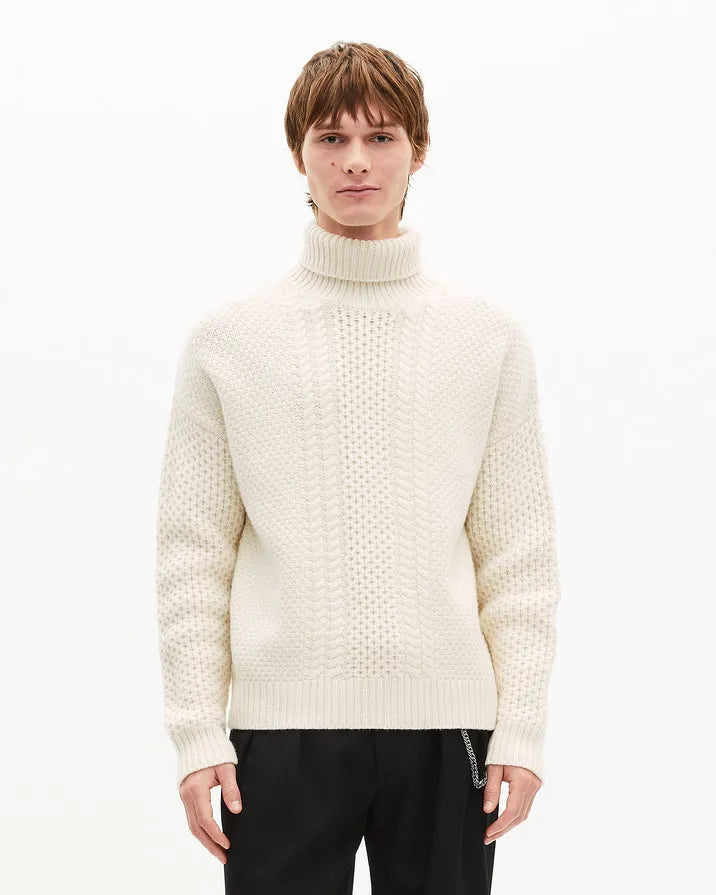 Beige wool cable sweater