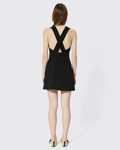Short black cross-back dress