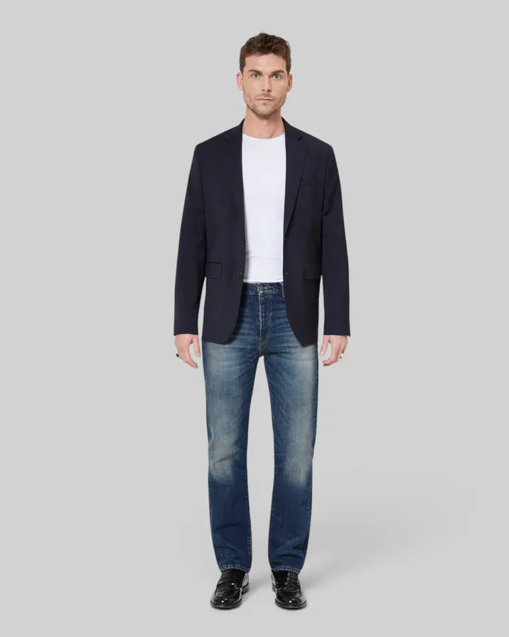 straight blue faded jeans