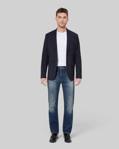 straight blue faded jeans