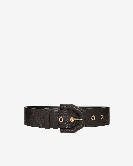 Wide brown leather belt