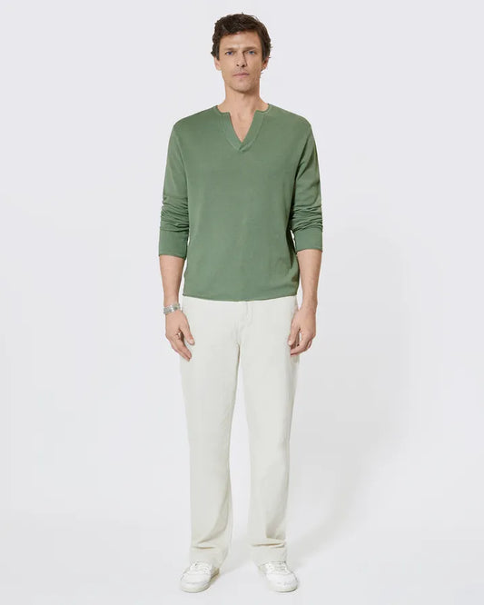 Khaki tunic-neck sweater