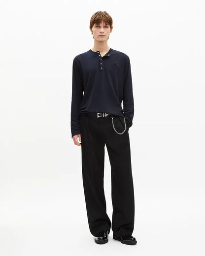 Long-sleeved navy T-shirt