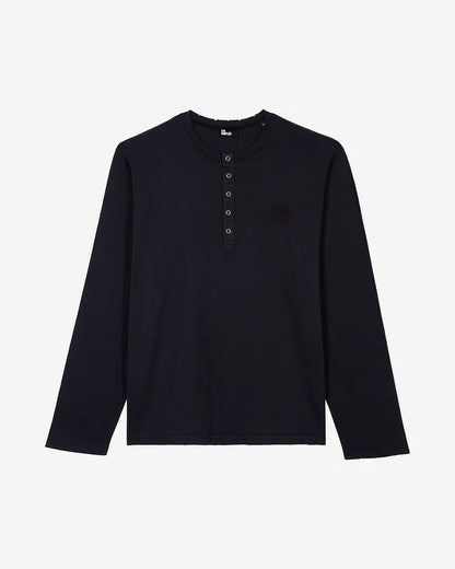 Long-sleeved navy T-shirt