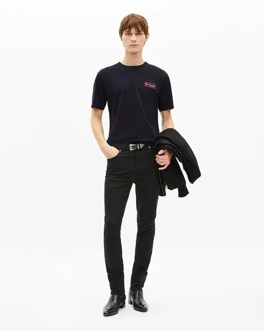 T-shirt with Via Prony navy screen print