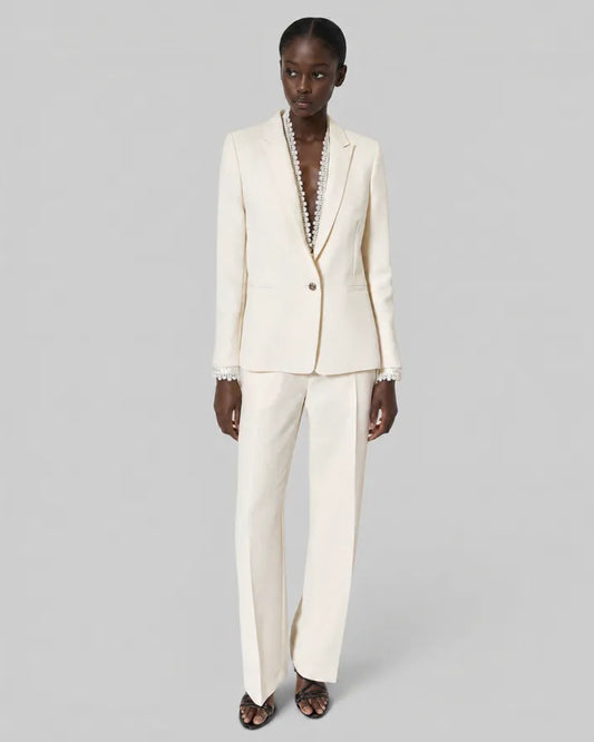 Ecru wide-leg pants
