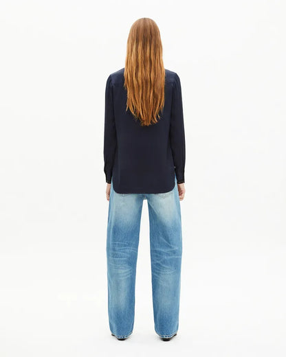 Navy silk shirt