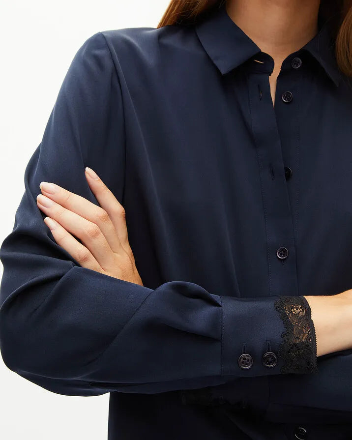 Navy silk shirt