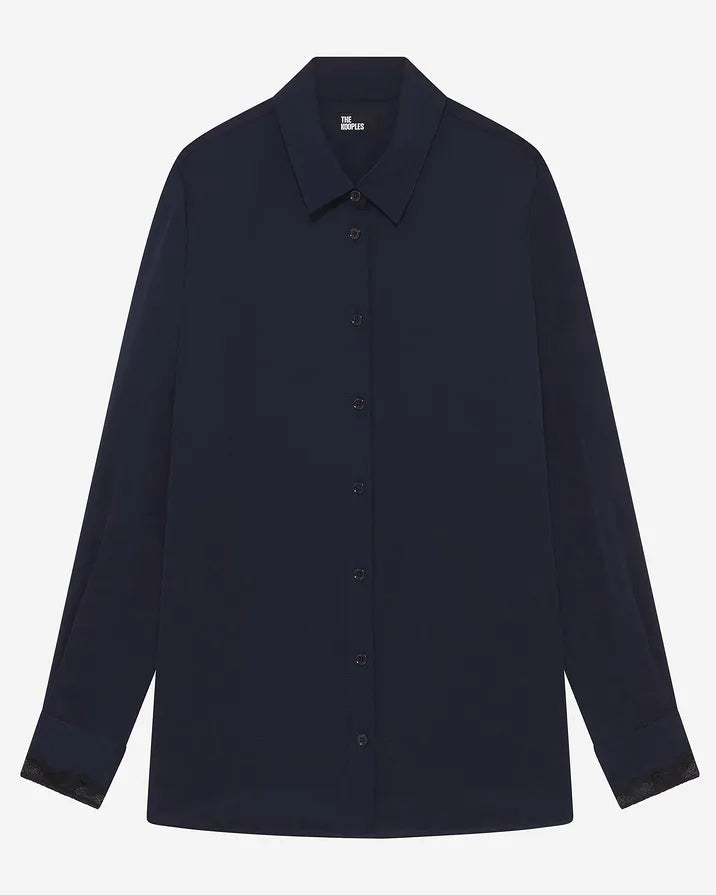 Navy silk shirt