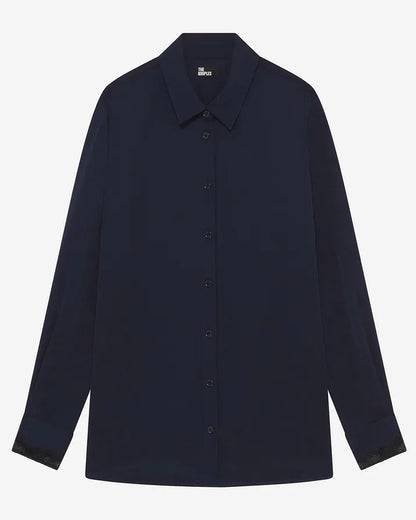 Navy silk shirt