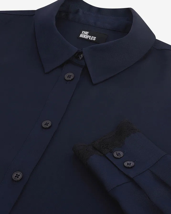 Navy silk shirt