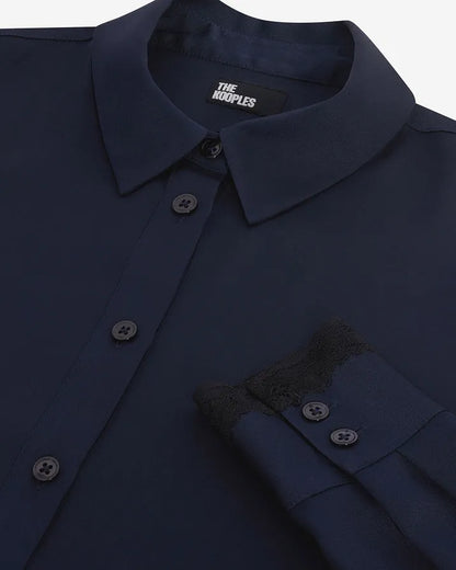 Navy silk shirt