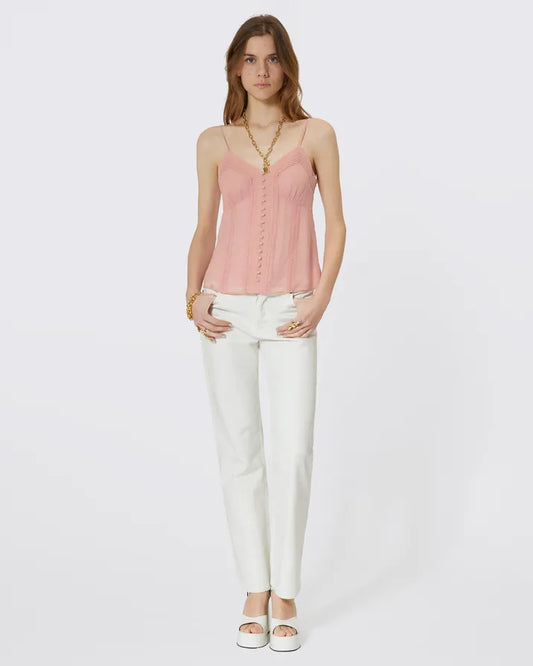 Camisole with pink lace details