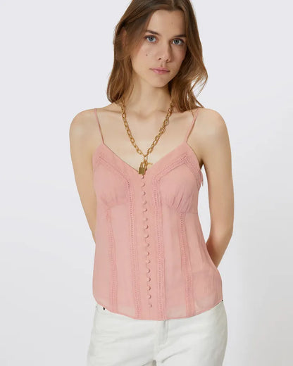 Camisole with pink lace details