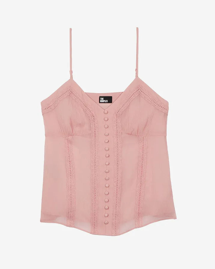 Camisole with pink lace details