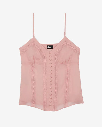 Camisole with pink lace details