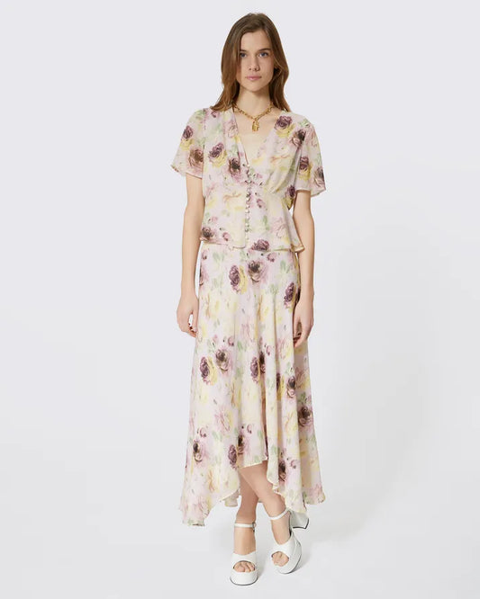 Flower print top with button detail