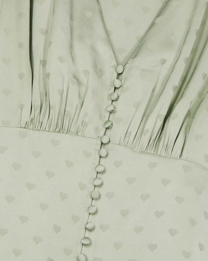 Green heart jacquard maxi dress