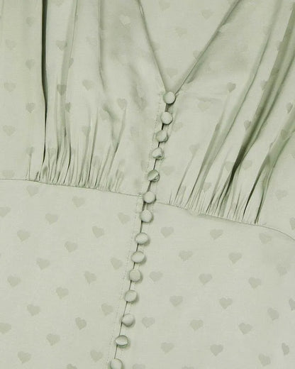 Green heart jacquard maxi dress