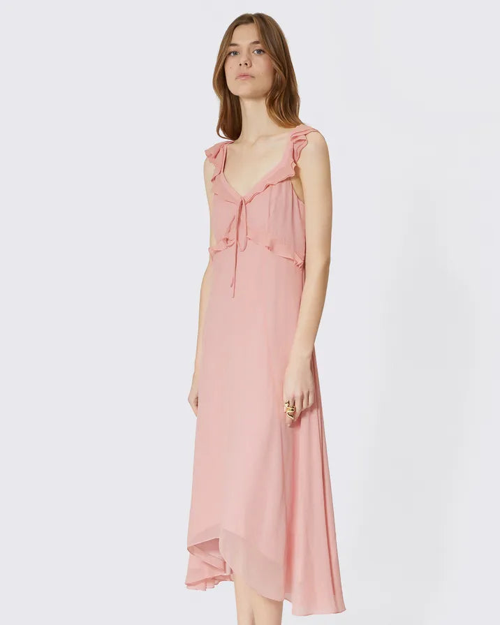 Pink ruffled maxi dress