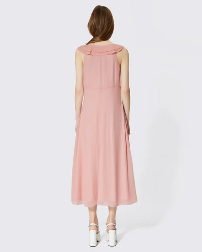 Pink ruffled maxi dress