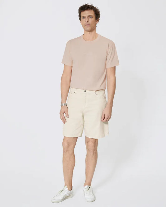 Denim shorts in ecru herringbone