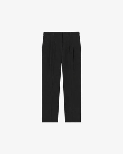 Black wool wide-leg tailored pants