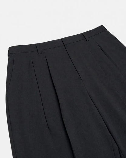 Black wool wide-leg tailored pants