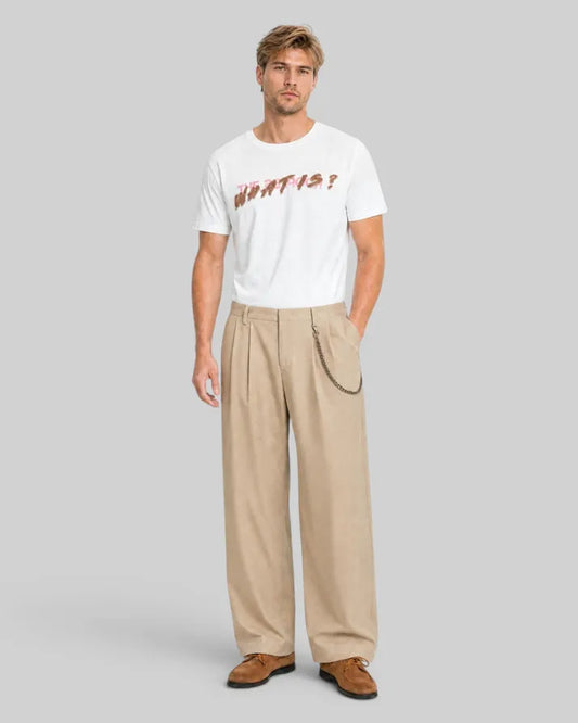 White 'What Is' Denim Patch T-shirt