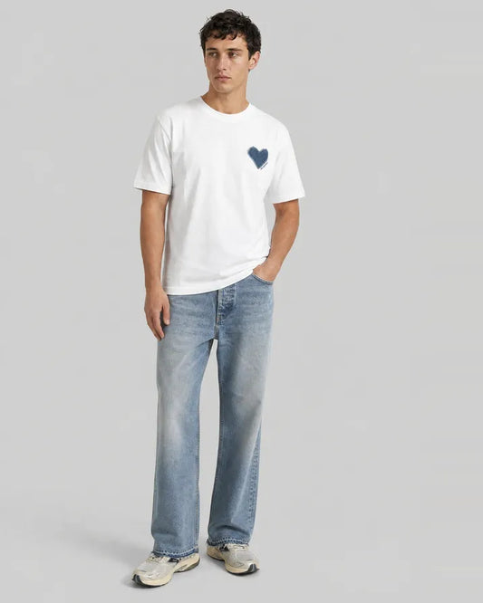 white denim heart patch t-shirt