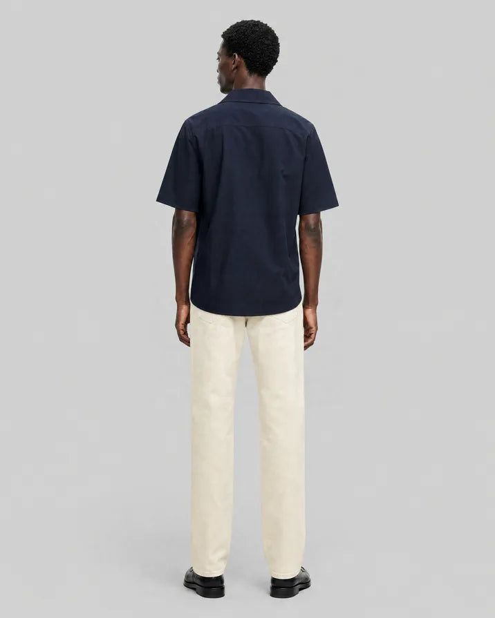 Solid navy blue short-sleeved shirt