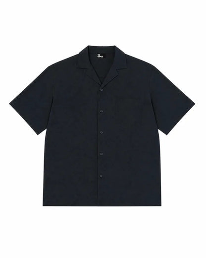 Solid navy blue short-sleeved shirt