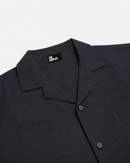 Solid navy blue short-sleeved shirt