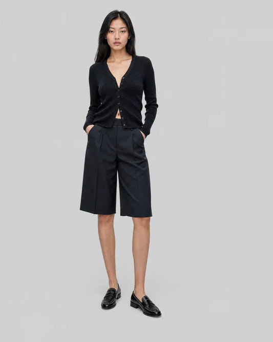 Black wool-blend top