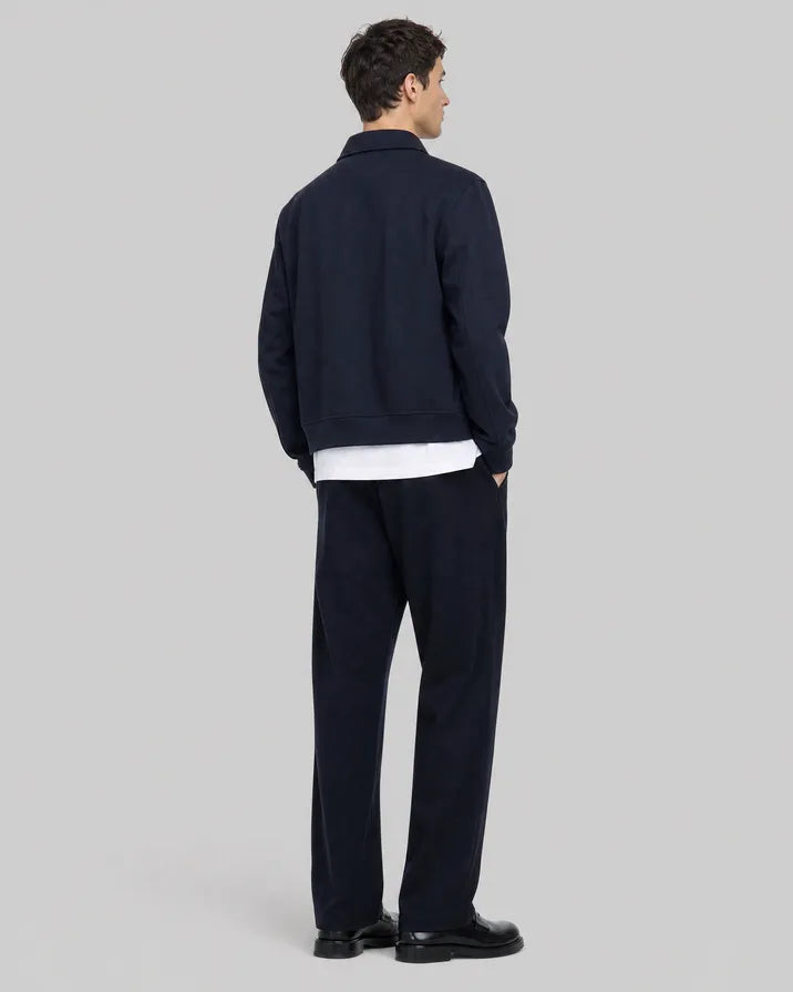 Straight-leg navy wool pants