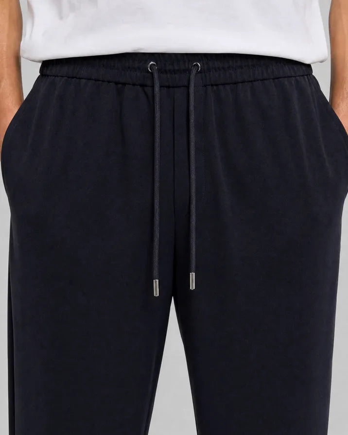 Straight-leg navy wool pants
