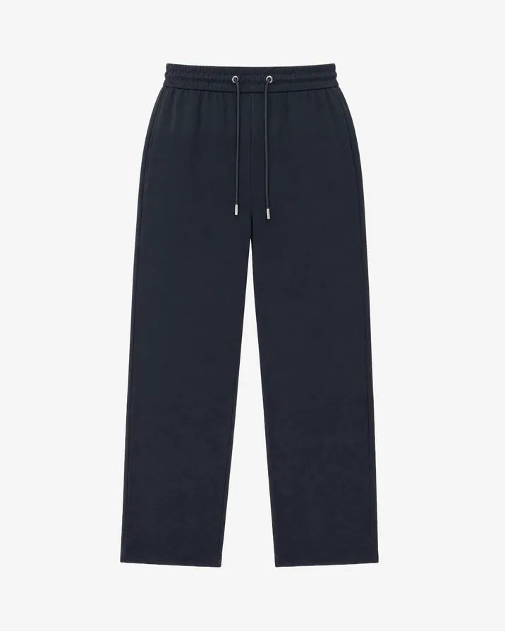 Straight-leg navy wool pants