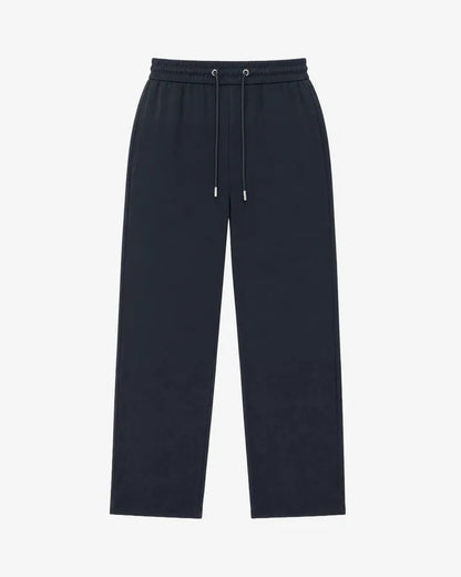 Straight-leg navy wool pants