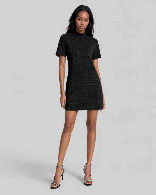 Short gray dress with rhinestones