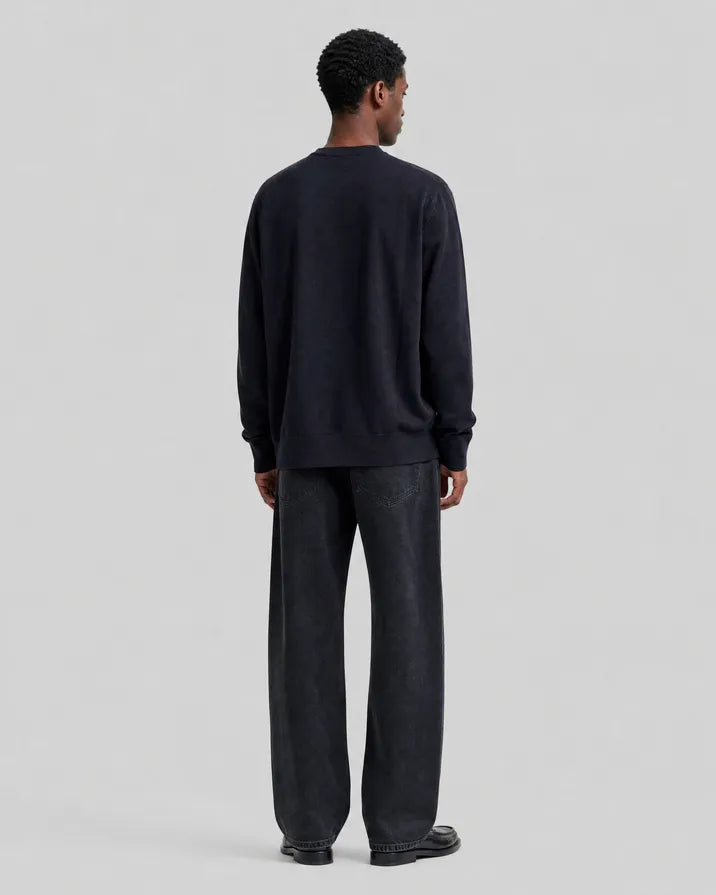 Navy Merino Wool Crew-Neck Sweater