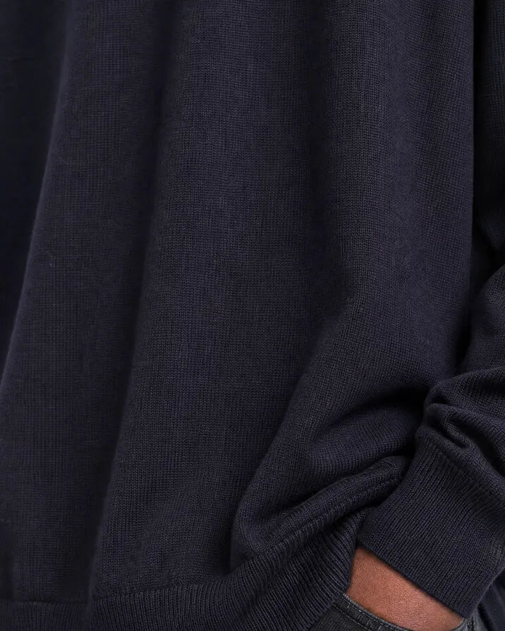 Navy Merino Wool Crew-Neck Sweater