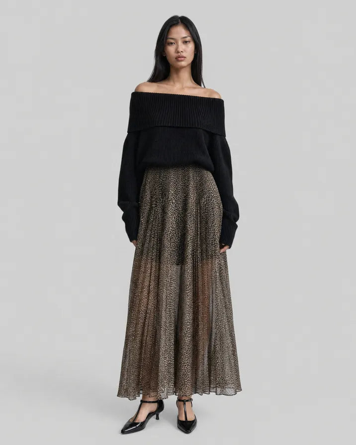 Off-the-shoulder merino wool sweater