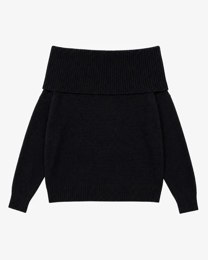 Off-the-shoulder merino wool sweater